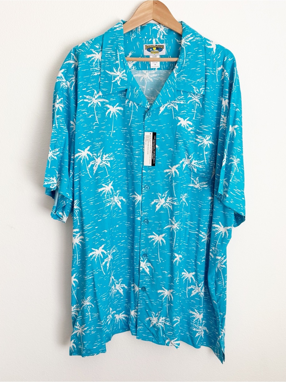 Vintage Bermuda Casuals Haband Rayon Hawaiian Shirt Men’s 3XL Light Blue NWT